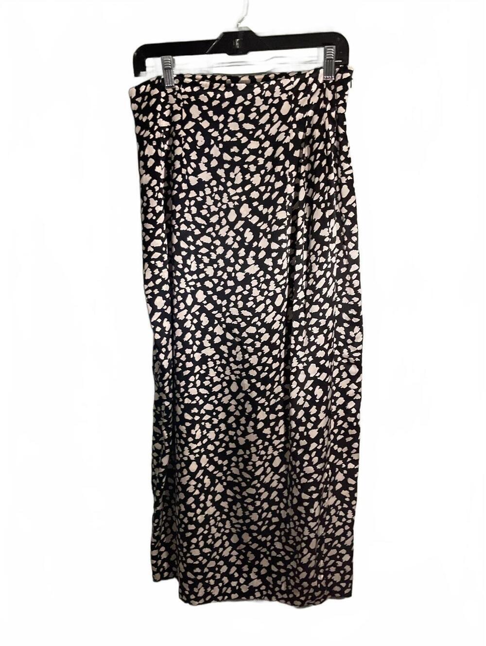 Doncaster Silks Black and white Animal Print Midi Faux Wrap  Skirt 12